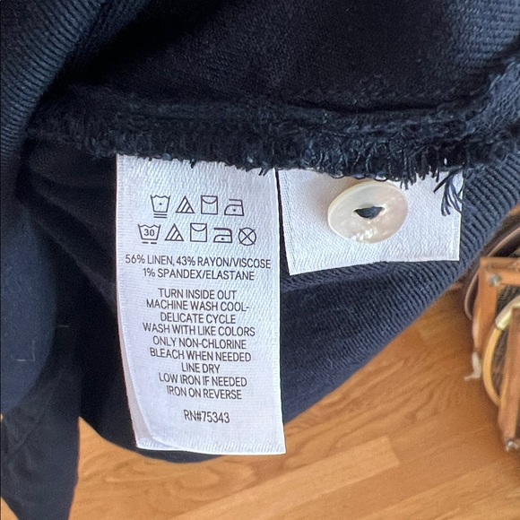 🪅TAHARI Black Linen Blend Button Front Sleeveless Shift Dress Size 14 - Picture 7 of 8